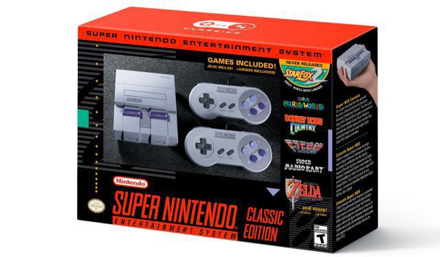 The SNES Classic game console.